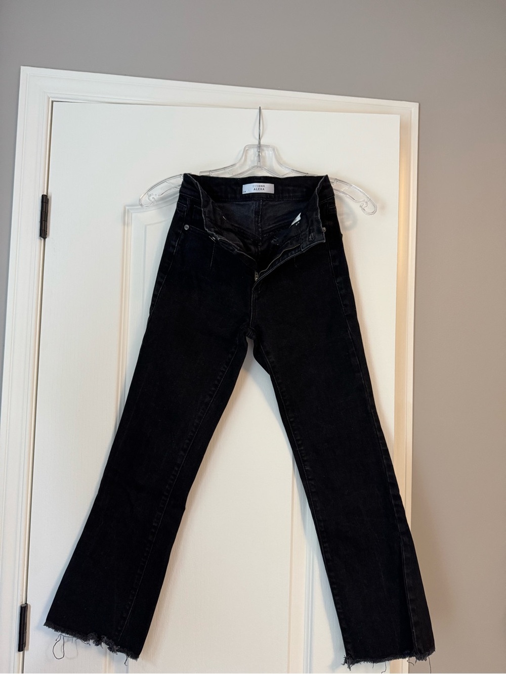 Dynamite Black Wide-Leg Jeans with Raw Hem